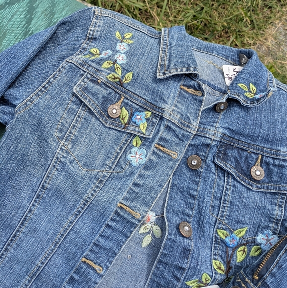 Y2k Girls Embroidered Blue Denim Jeans - Picture 3 of 12